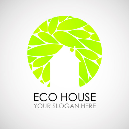 Eco house logo design. Ecological construction. Eco architecture. Eco house and clean environment. Design idea for a building companyのイラスト素材