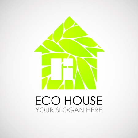 Eco house logo design. Ecological construction. Eco architecture. Eco house and clean environment. Design idea for a building companyのイラスト素材