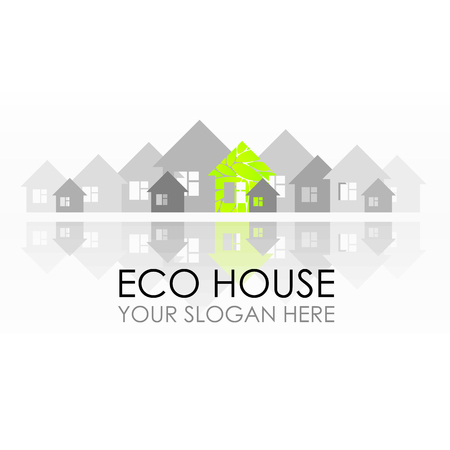 Eco house logo design. Ecological construction. Eco architecture. Eco house and clean environment. Design idea for a building companyのイラスト素材