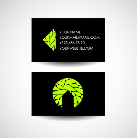 Eco house logo and business card design. Ecological construction. Eco architecture. Eco house and clean environment. Business card design ideaのイラスト素材