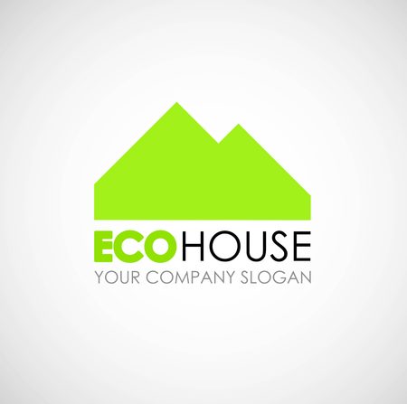 Eco house logo design. Ecological construction idea. Eco architecture and eco building. Eco house and clean environment. Eco home.のイラスト素材