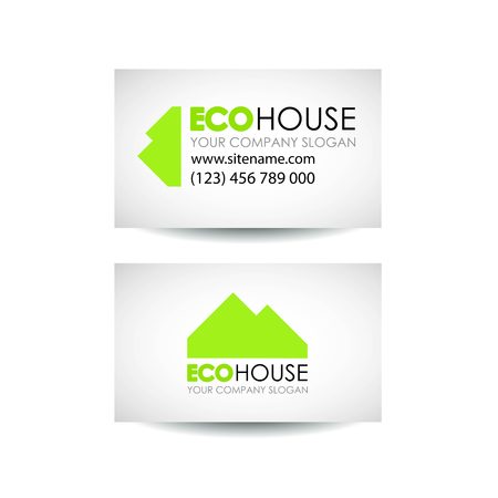 Eco house and real estate logo template. Eco house business card design idea. Eco architecture and construction. Business card design templateのイラスト素材