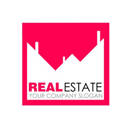 Real estate logo design. Real Estate business company. Building logo. Real estate design concept. Residential constructionのイラスト素材