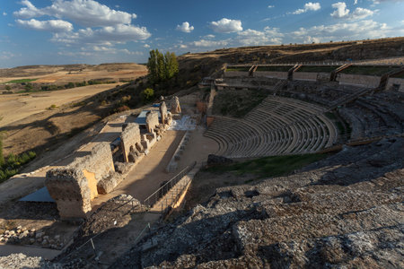 Ruins of roman theater in Clunia, Spainの写真素材