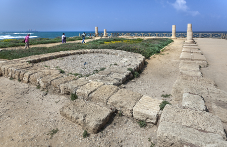 Caesarea Maritima National Park, ruins of king Herod's palaceの写真素材