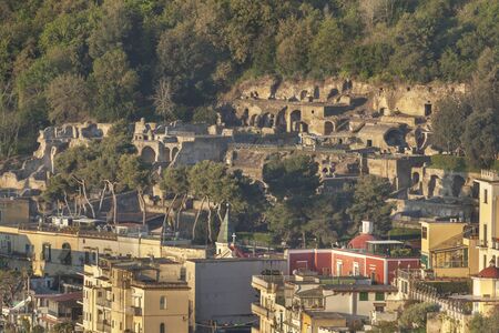 Ruins of roman town Baiae in Campagna, Italyの写真素材