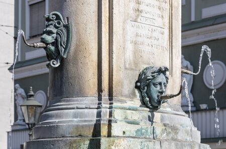 Detail of Mercury Fountain in the center of Augsburg, Germanyの写真素材