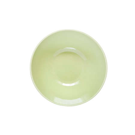 Pale green ceramic bowl isolated on white background with clipping pathの写真素材