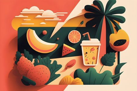 Summer concept illustration. Generative AI contentの素材