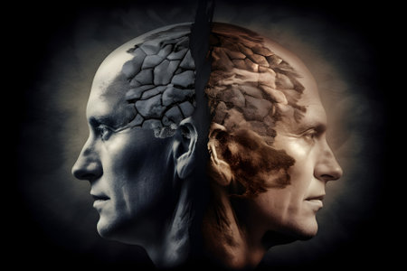 Schizophrenia concept, symbol of depresion, dementia. Generative AI contentの素材