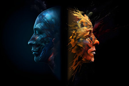 Schizophrenia concept, symbol of depresion, dementia. Generative AI contentの素材