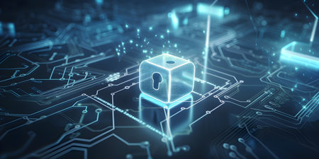 Cybersecurity and information or network protection concept. Creative illustration. Generative AI contentの素材