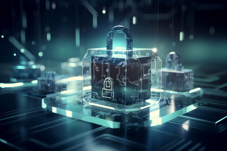 Cybersecurity and information or network protection concept. Creative illustration. Generative AI contentの素材