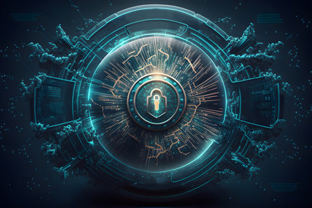 Cybersecurity and information or network protection concept. Creative illustration. Generative AI contentの素材