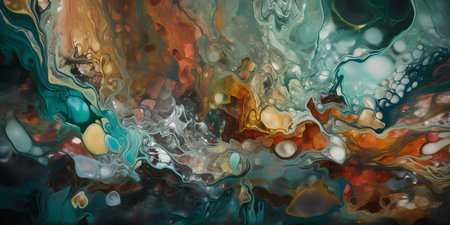 Fluid Art. Abstract colorful background, wallpaper, texture. Mixing paints. Modern art. Generative AI contentの素材