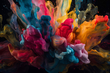 Fluid Art. Abstract colorful background, wallpaper, texture. Mixing paints. Modern art. Generative AI contentの素材