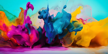 Fluid Art. Abstract colorful background, wallpaper, texture. Mixing paints. Modern art. Generative AI contentの素材