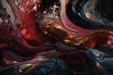Fluid Art. Abstract colorful background, wallpaper, texture. Mixing paints. Modern art. Generative AI contentの素材