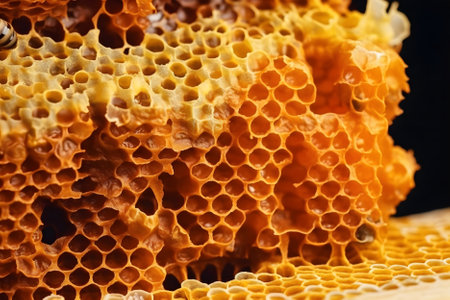 Honeycomb closeup. Beekeeping concept. Generative AI contentの素材
