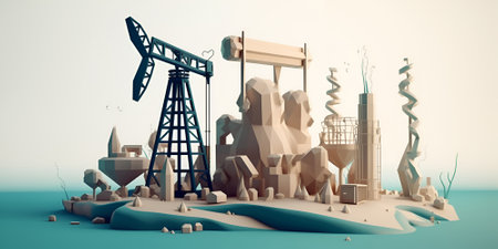 Creative illustration of oil production concept. AI generatedの素材