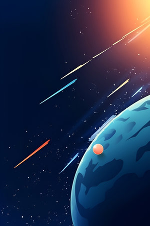 Cartoon illustration Of Space. Space flat background with planets and stars. Galaxy illustration for kids. Generative AI contentの素材