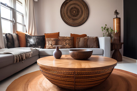 Afrscan style interior of living room in luxury house. Generative AI contentの素材