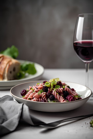 Pasta with red wine. Italian food. Generative AI contentの素材