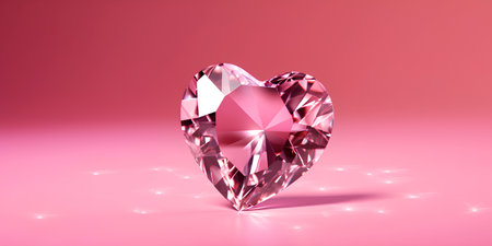 Pink diamond heart on a pink background with space for textの素材