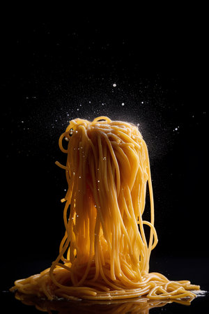 Spaghetti pasta on white background as package design element.の素材
