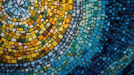 Abstract yellow and blue mosaic background.の素材