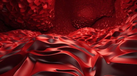 Red 3D abstract background texture with smooth surface.の素材