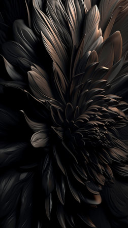 Black floral 3d background texture.の素材