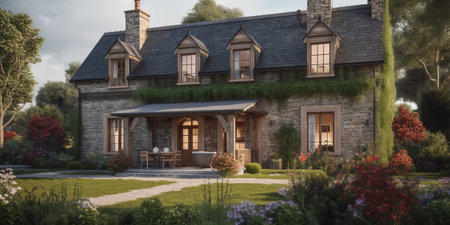 Traditional style architecture. Exterior of private house.の素材