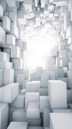 White 3D squares abstract background texture.の素材