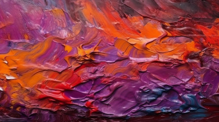 Purple and orange oil painting abstract background texture.の素材