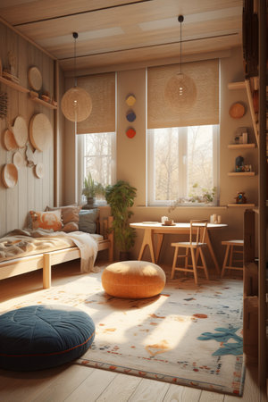 Cozy interior of children room in modern houseの素材