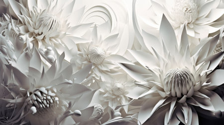 White floral texture background in paper cut techniqueの素材