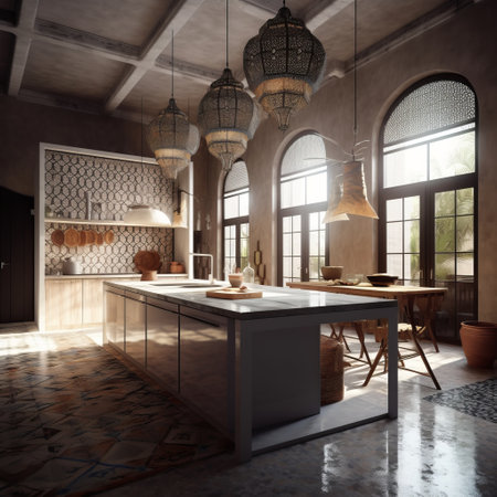 Moroccan style interior of kitchen in luxury house.の素材