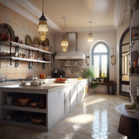 Moroccan style kitchen interior in luxury house.の素材