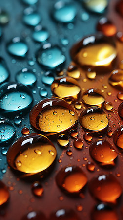 Colorful water drops pattern on glass.の素材