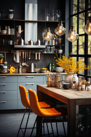 Traditional kitchen interior in modern house.の素材