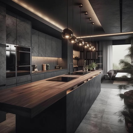 Stylish kitchen interior in modern house.の素材