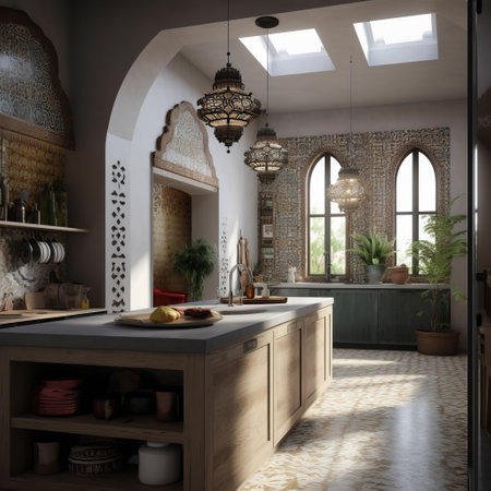 Kitchen interior in luxury Moroccan style house.の素材