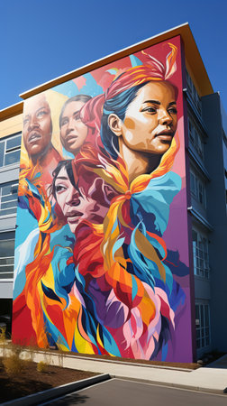 Community Unity Mural that represents unity and diversity within a community, showcasing the power of art in conveying inclusive messages.の素材