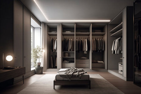 Minimalist style wardrobe in modern house.の素材