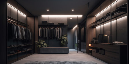 Wardrobe in minimalist style in modern house.の素材