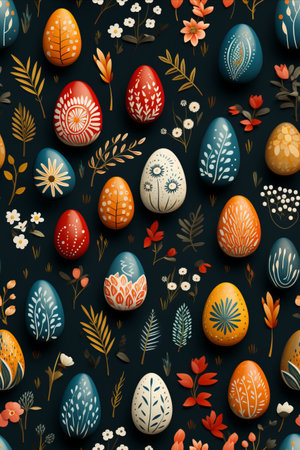 Doodle Style Egg Illustration: A playful pattern with doodle style illustration of Easter eggs, adding a touch of creativity and spontaneity to the design.の素材