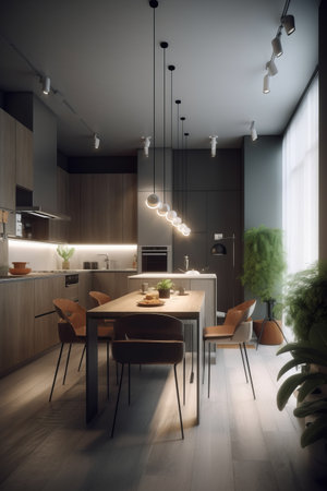 Minimalist style interior of kitchen in modern house.の素材
