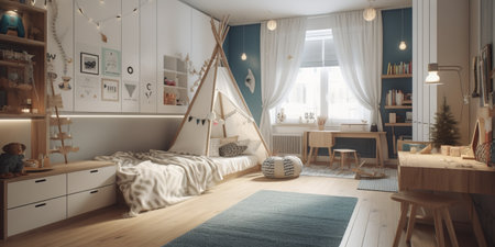 Cozy interior of children room in modern house.の素材