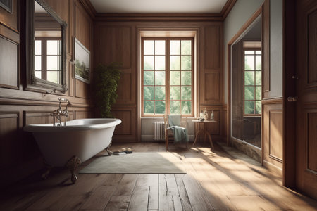 Interior of bathroom in a house in Country style.の素材